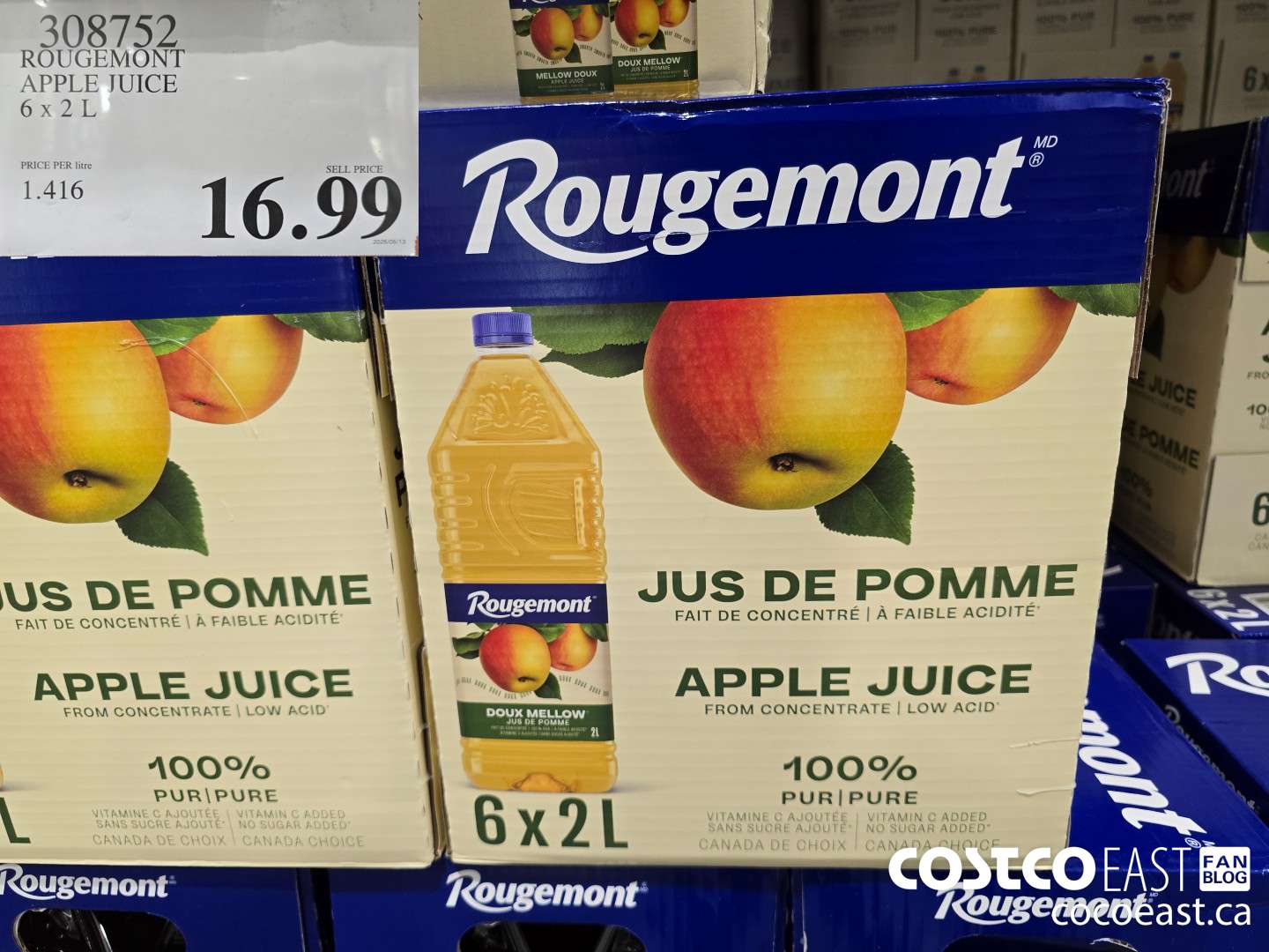 308752 ROUGEMONT APPLE JUICE 6 X 2 L $16.99