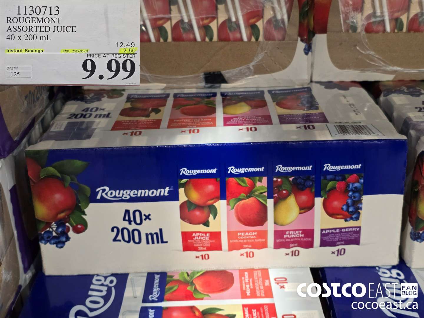 1130713 ROUGEMONT ASSORTED JUICE 40 X 200 ML ($2.50 INSTANT SAVINGS EXPIRES ON 2025-06-08) $9.99