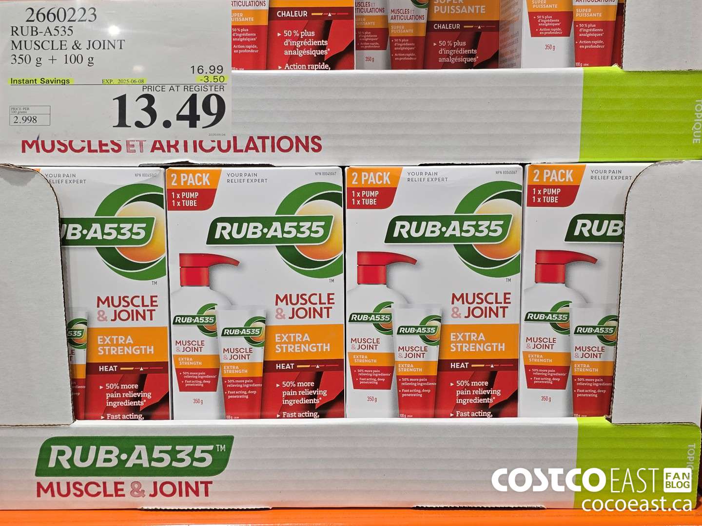 2660223 RUB-A535 MUSCLE & JOINT 350G + 100G ($3.50 INSTANT SAVINGS EXPIRES ON 2025-06-08) $13.49