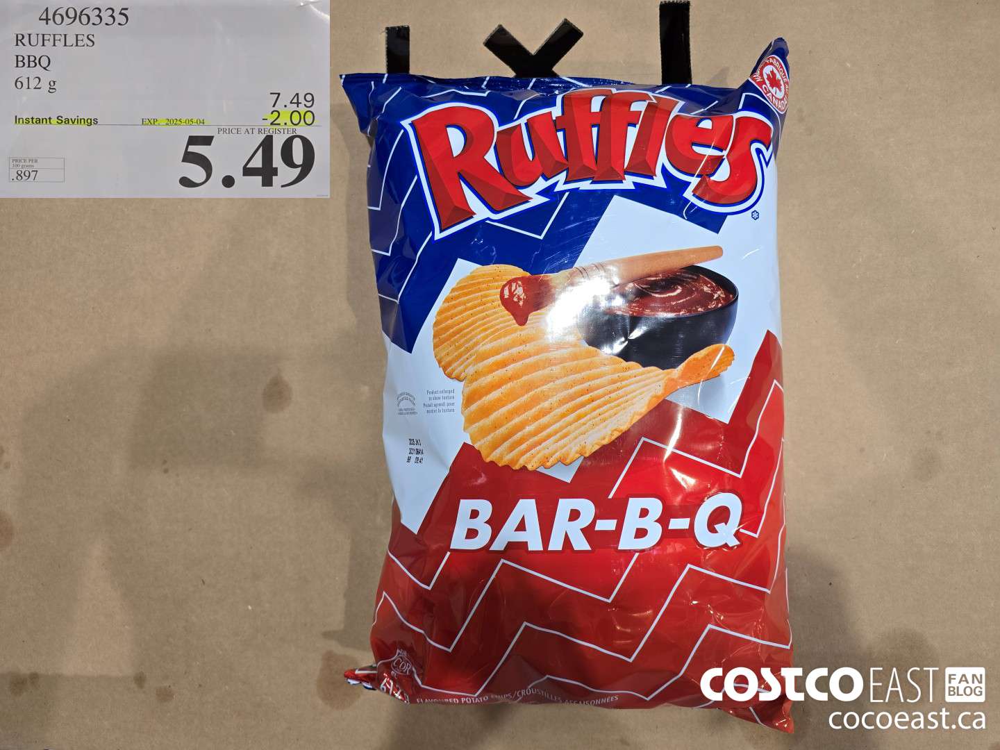 4696335 RUFFLES BBQ 612 G ($2.00 INSTANT SAVINGS EXPIRES ON 2025-05-04) $5.49