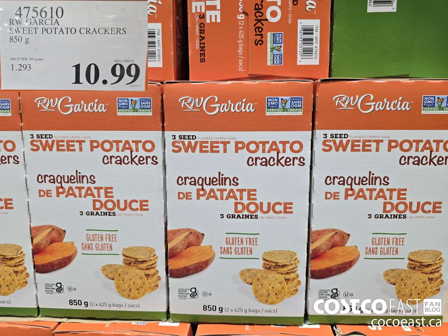 475610 RW GARCIA SWEET POTATO CRACKERS 850 G $10.99