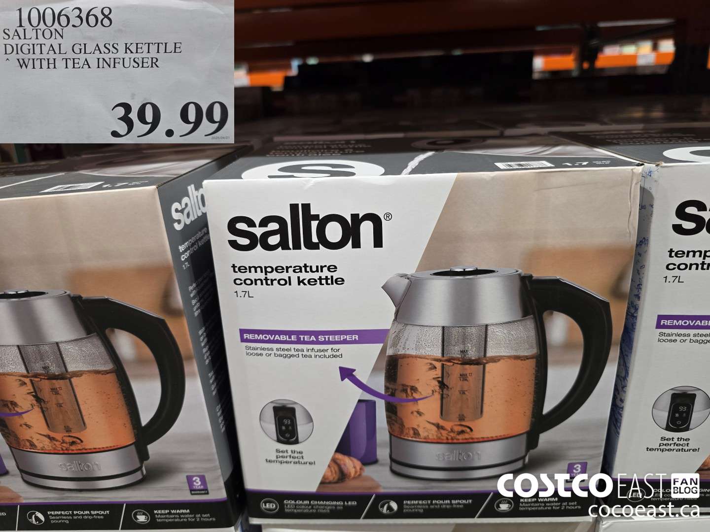 1006368 SALTON DIGITAL GLASS KETTLE WITH TEA INFUSER $39.99