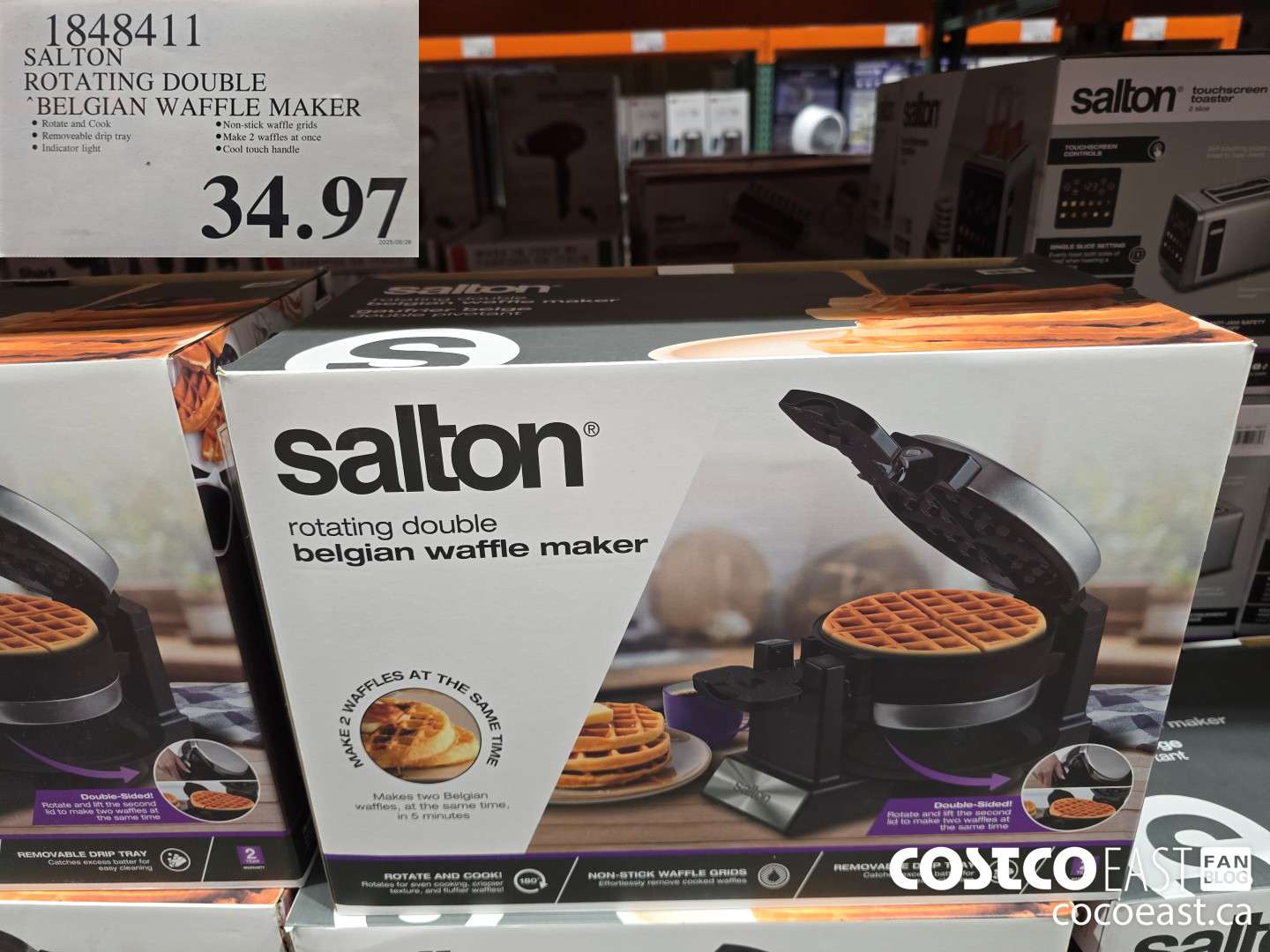 1848411 SALTON ROTATING DOUBLE “BELGIAN WAFFLE MAKER $34.97