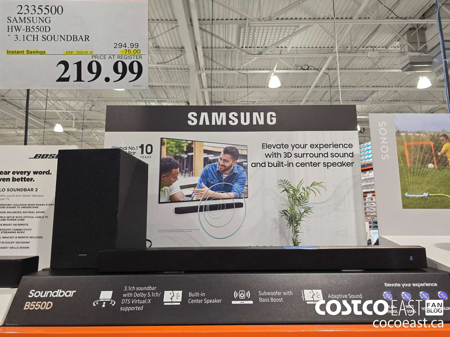 2335500 SAMSUNG HW-B550D 3.1CH SOUNDBAR ($75.00 INSTANT SAVINGS EXPIRES ON 2025-05-15) $219.99