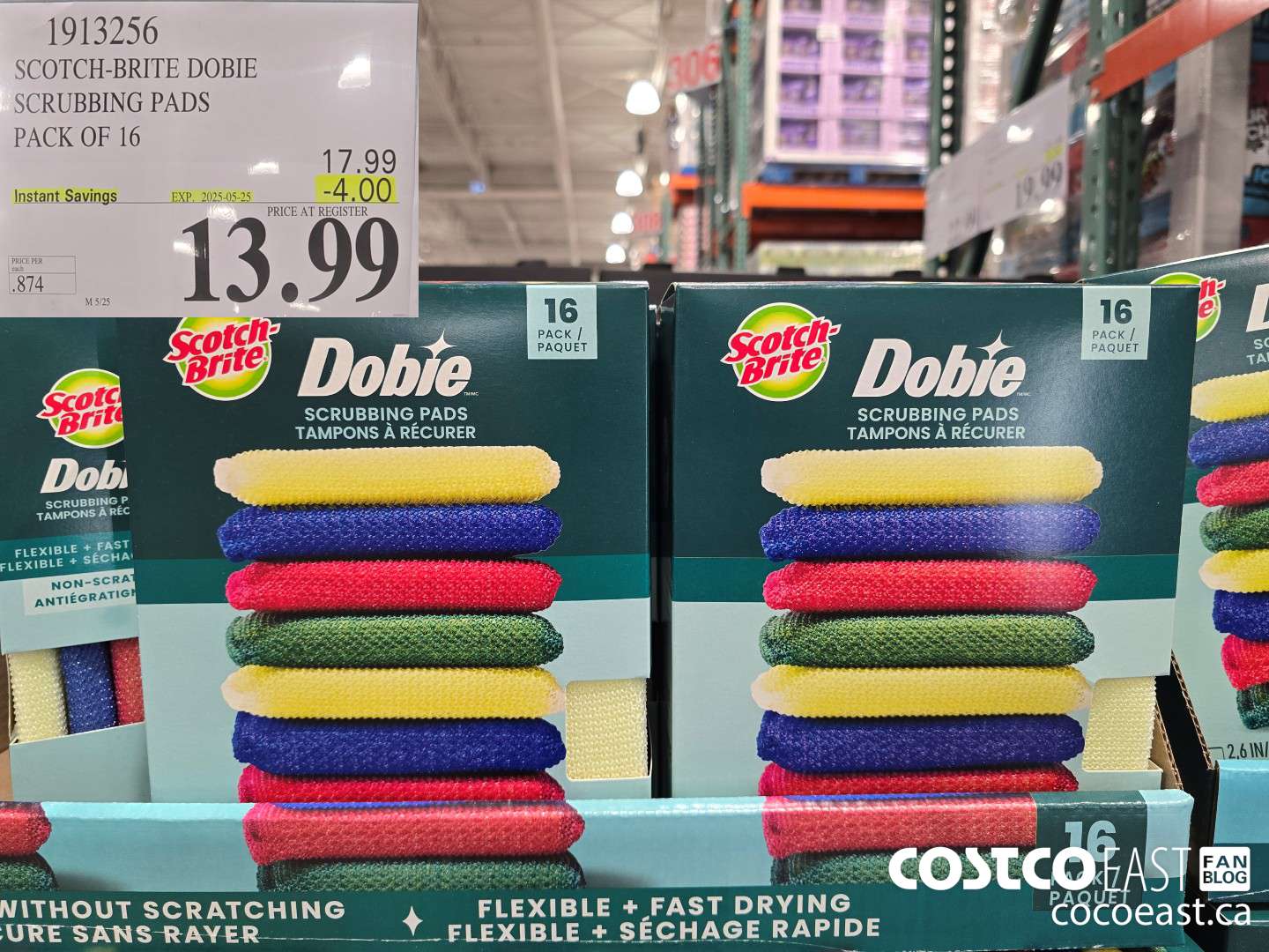 1913256 SCOTCH-BRITE DOBIE SCRUBBING PADS PACK OF 16 ($4.00 INSTANT SAVINGS EXPIRES ON 2025-05-25) $13.99