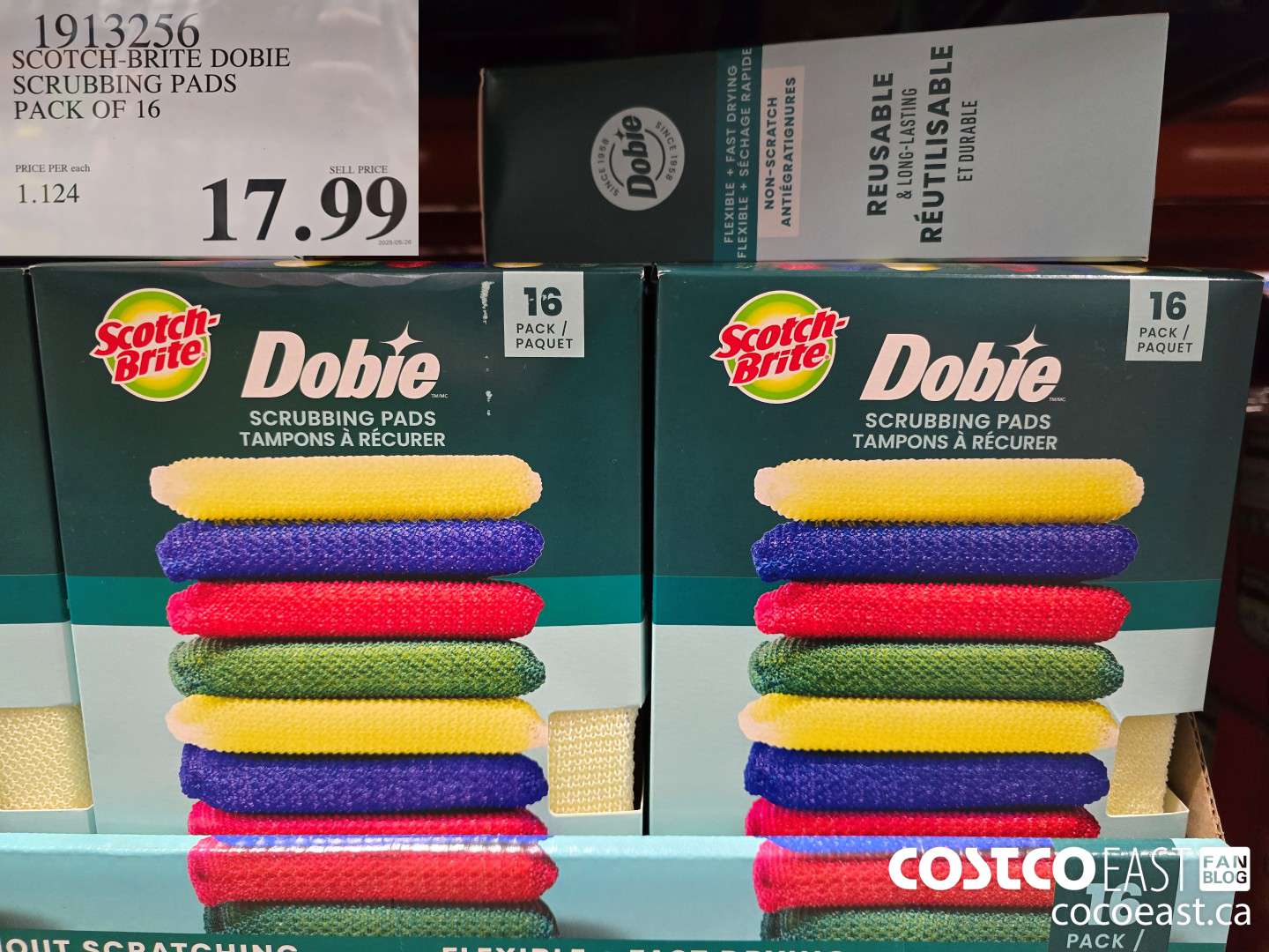 1913256 SCOTCH-BRITE DOBIE SCRUBBING PADS PACK OF 16 $17.99