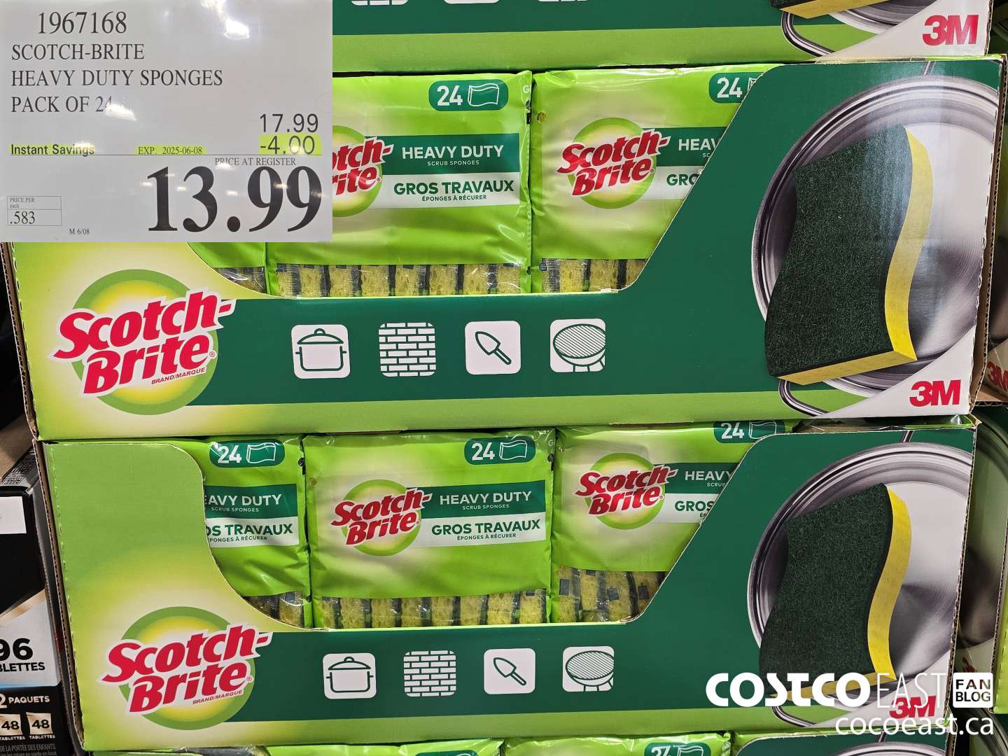 1967168 SCOTCH-BRITE SCRUB SPONGES PACK OF 24 ($4.00 INSTANT SAVINGS EXPIRES ON 2025-06-08) $13.99