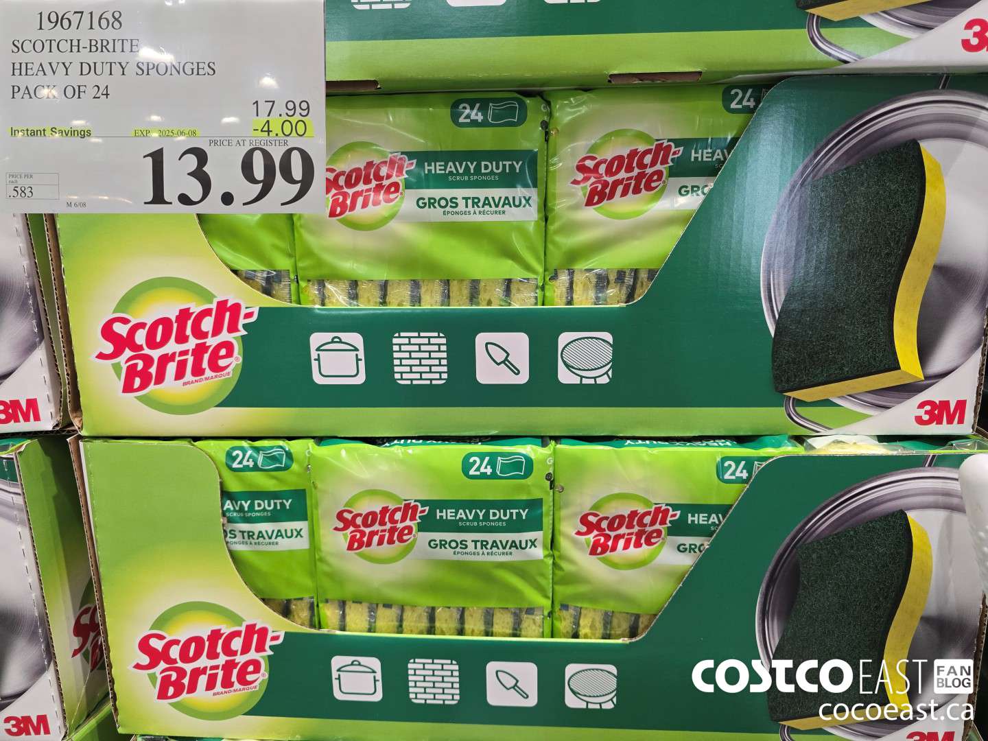 1967168 SCOTCH-BRITE SCRUB SPONGES PACK OF 24 ($4.00 INSTANT SAVINGS EXPIRES ON 2025-06-08) $13.99