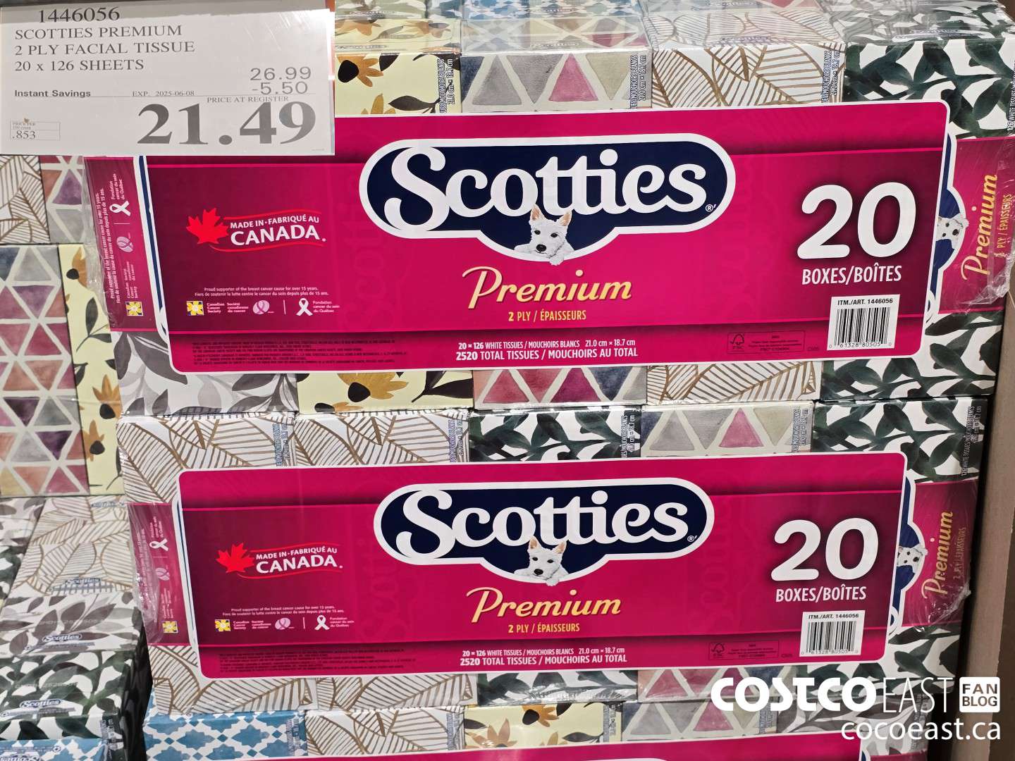 1446056 SCOTTIE PREMIUM 2 PLY FACIAL TISSUES 20 x 126 sheets ($5.50 INSTANT SAVINGS EXPIRES ON 2025-06-08) $21.49