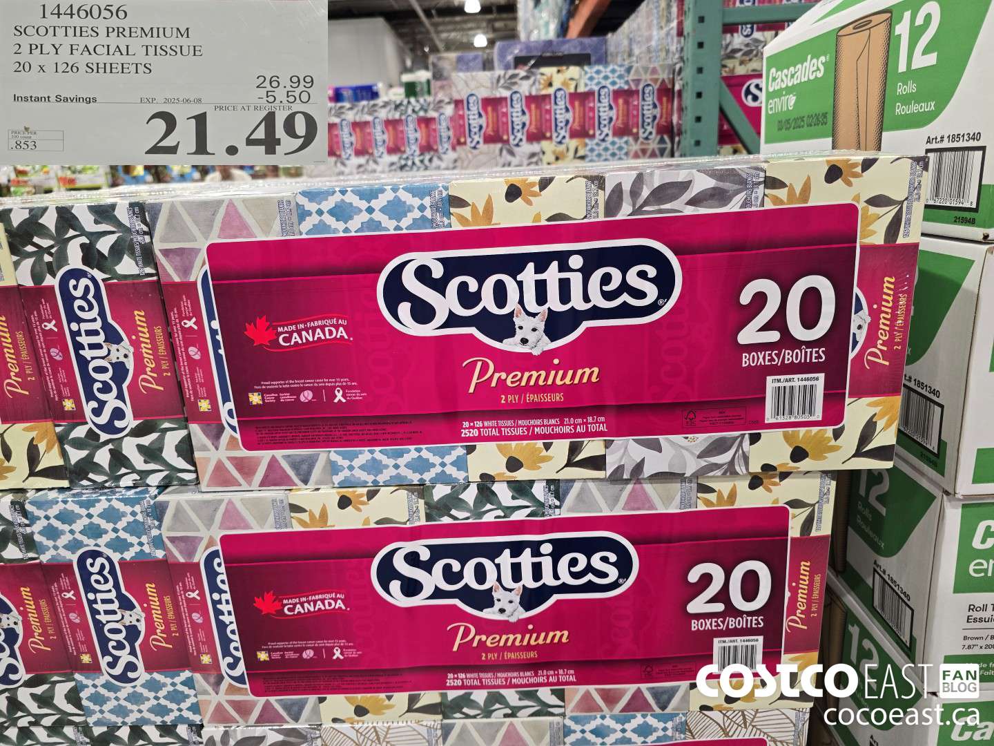 1446056 SCOTTIE PREMIUM 2 PLY FACIAL TISSUES 20 x 126 sheets ($5.50 INSTANT SAVINGS EXPIRES ON 2025-06-08) $21.49