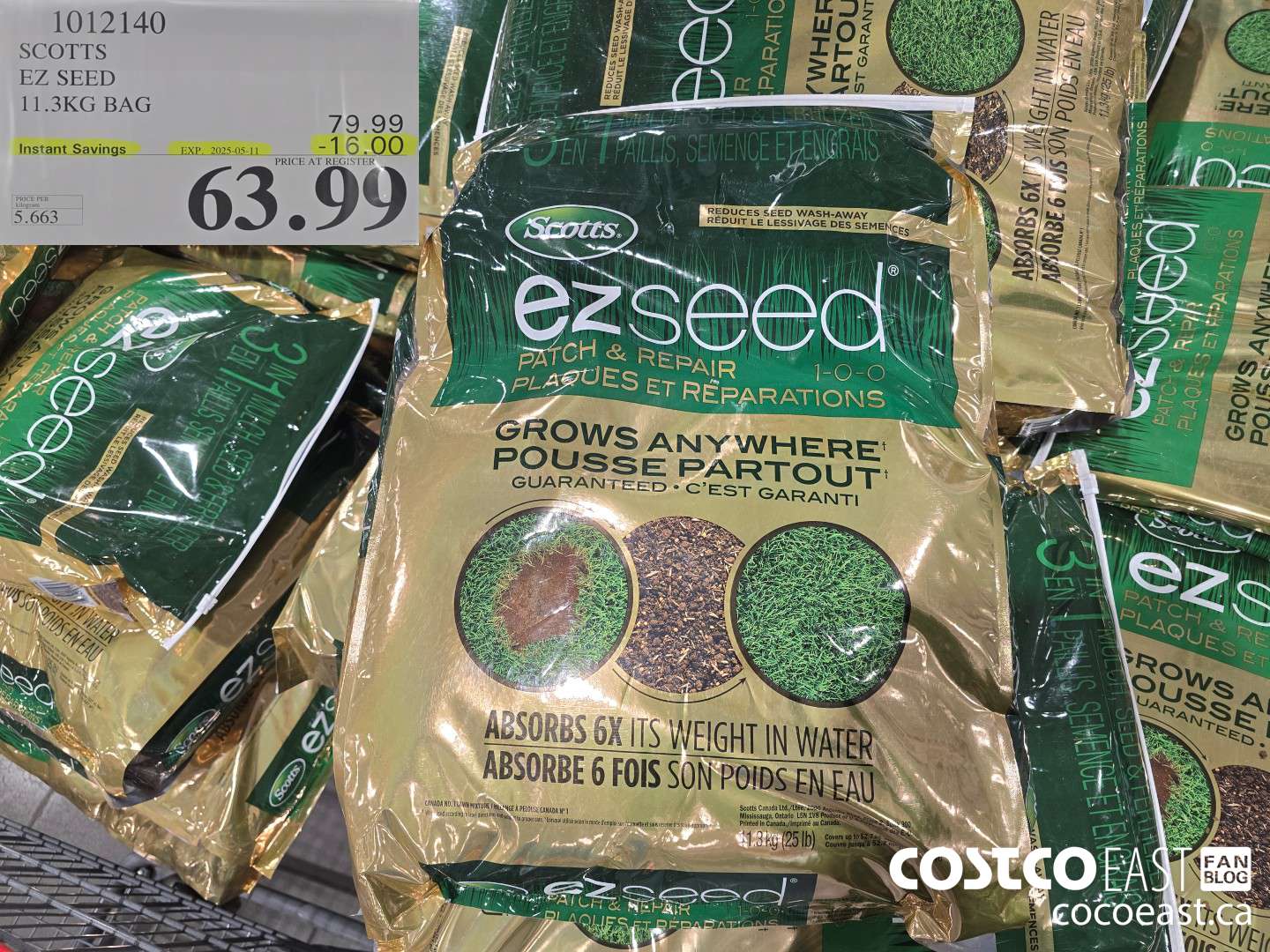 1012140 SCOTTS EZ SEED 11.3 KG BAG ($16.00 INSTANT SAVINGS EXPIRES ON 2025-05-11) $63.99