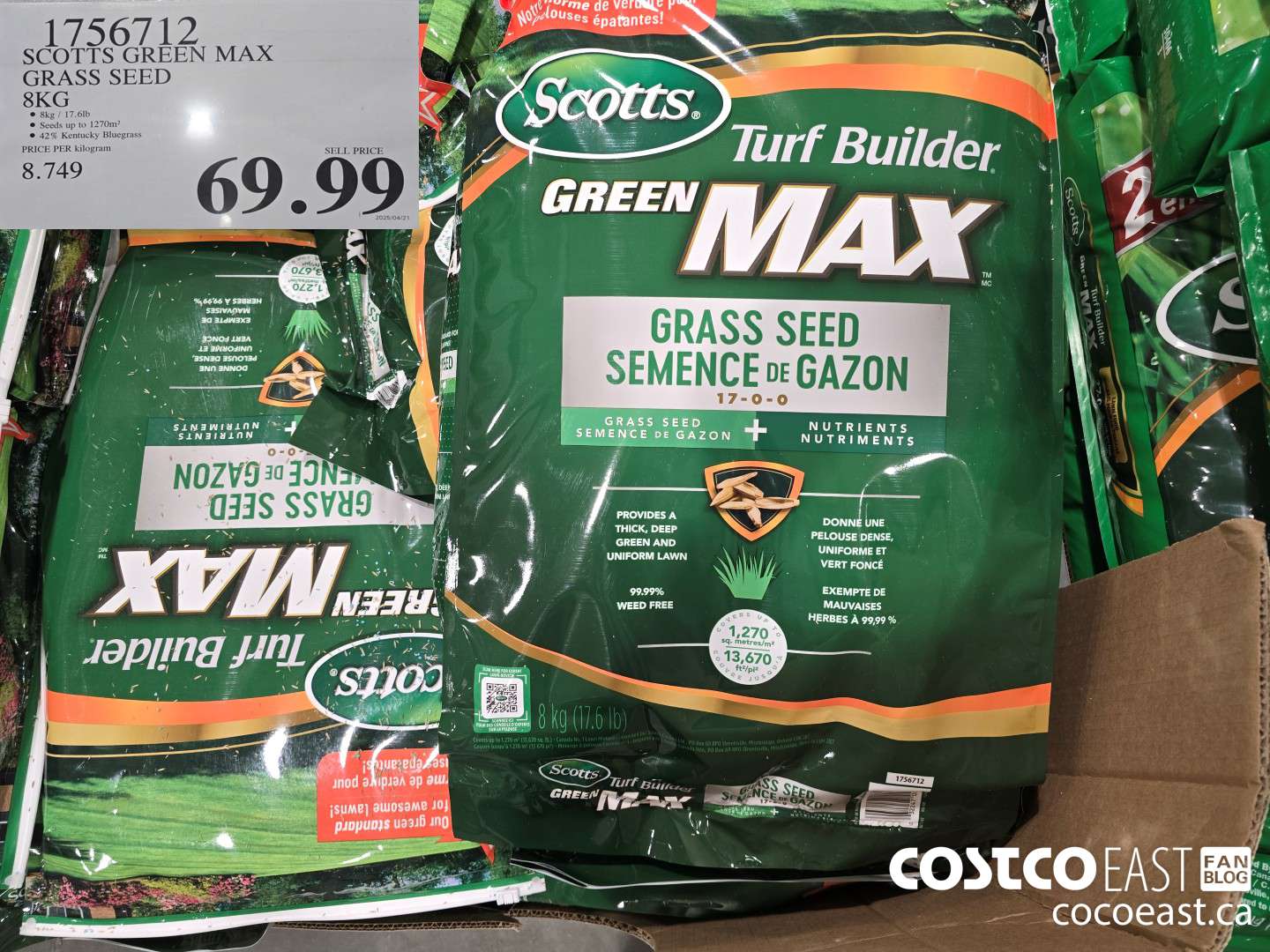 1756712 SCOTTS GREEN MAX GRASS SEED 8KG $69.99