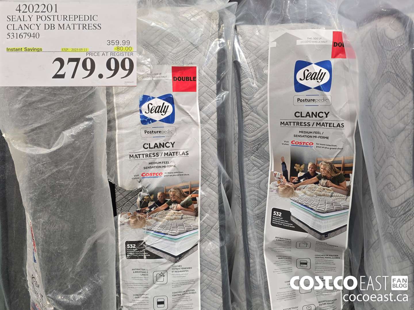 4202201 SEALY POSTUREPEDIC CLANCY DB MATTRESS 53167940 ($80.00 INSTANT SAVINGS EXPIRES ON 2025-05-11) $279.99