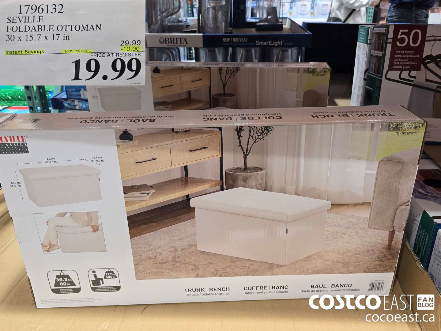 1796132 SEVILLE FOLDABLE OTTOMAN 30 x 15.7 X 17 IN ($10.00 INSTANT SAVINGS EXPIRES ON 2025-05-11) $19.99