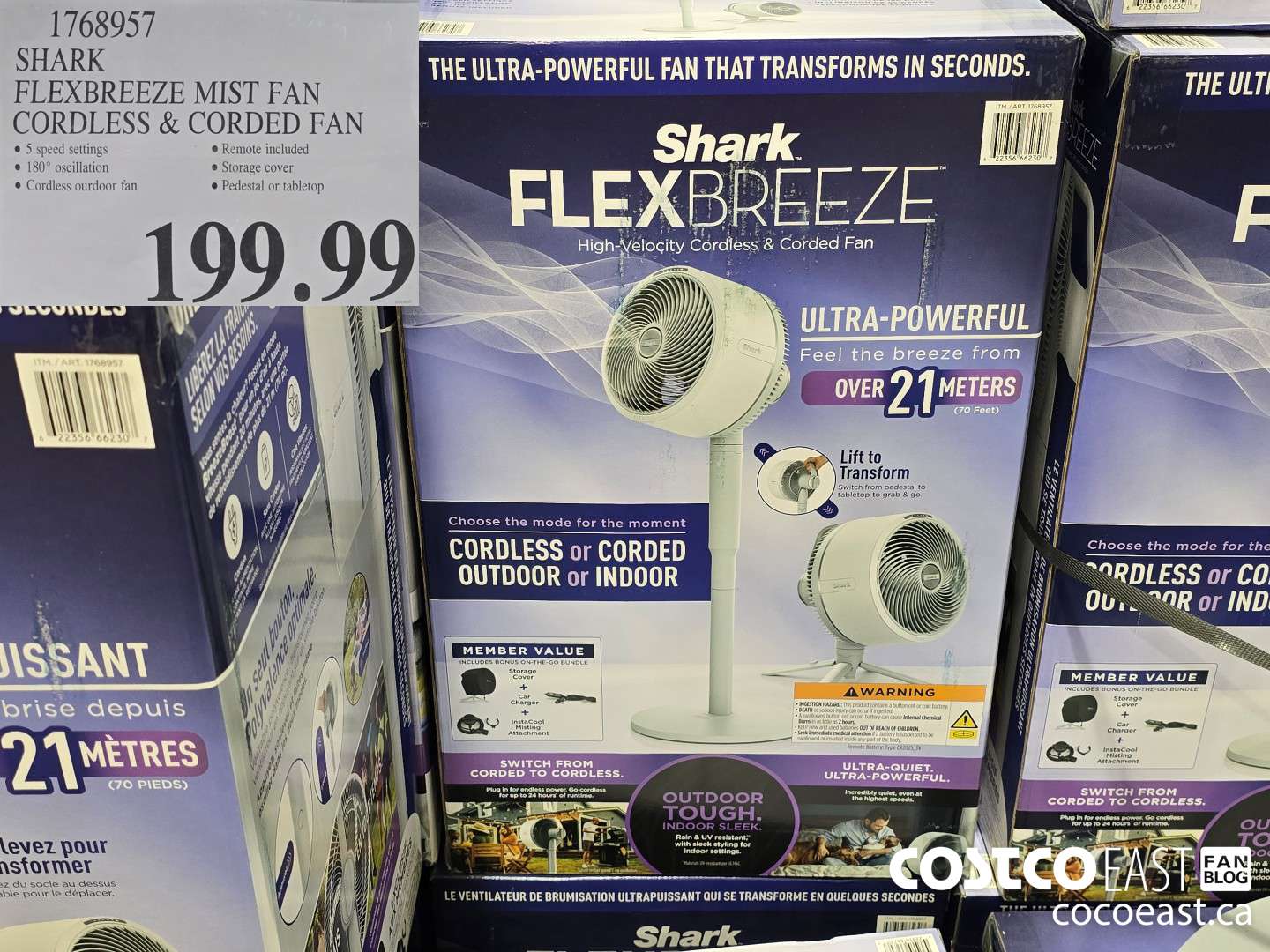 1768957 SHARK FLEXBREEZE MIST FAN CORDLESS & CORDED FAN $199.99