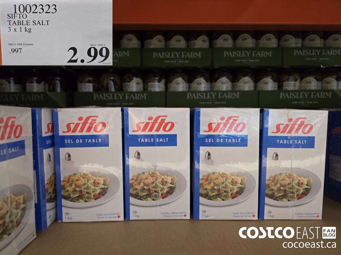 1002323 SIFTO TABLE SALT 3 x 1kg $2.99