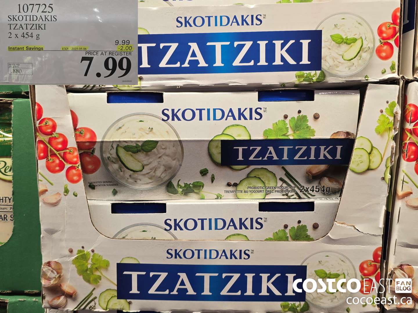 107725 SKOTIDAKIS TZATZIKI 2 X 454 G ($2.00 INSTANT SAVINGS EXPIRES ON 2025-05-06) $7.99