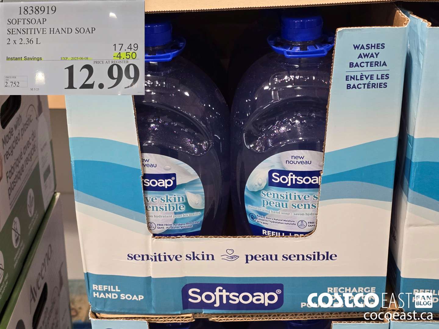 1838919 SOFTSOAP SENSITIVE HAND SOAP 2 x 2.36 L ($4.50 INSTANT SAVINGS EXPIRES ON 2025-06-08) $12.99