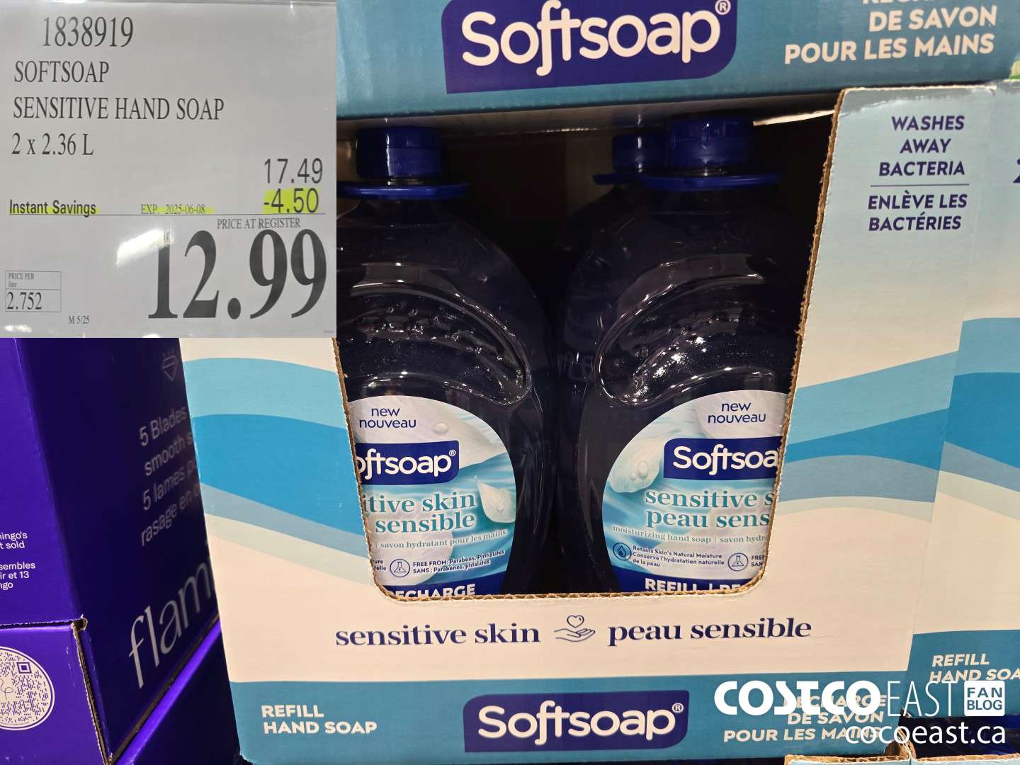 1838919 SOFTSOAP SENSITIVE HAND SOAP 2 x 2.36 L ($4.50 INSTANT SAVINGS EXPIRES ON 2025-06-08) $12.99