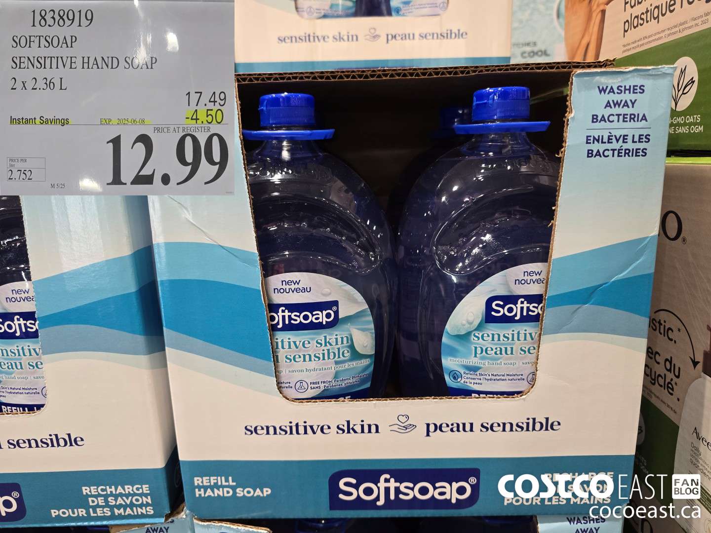 1838919 SOFTSOAP SENSITIVE HAND SOAP 2 x 2.36 L ($4.50 INSTANT SAVINGS EXPIRES ON 2025-06-08) $12.99