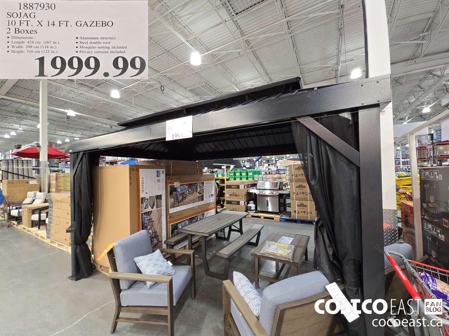 1887930 SOJAG 10 FT. X 14 FT. GAZEBO 2 Boxes $1999.99