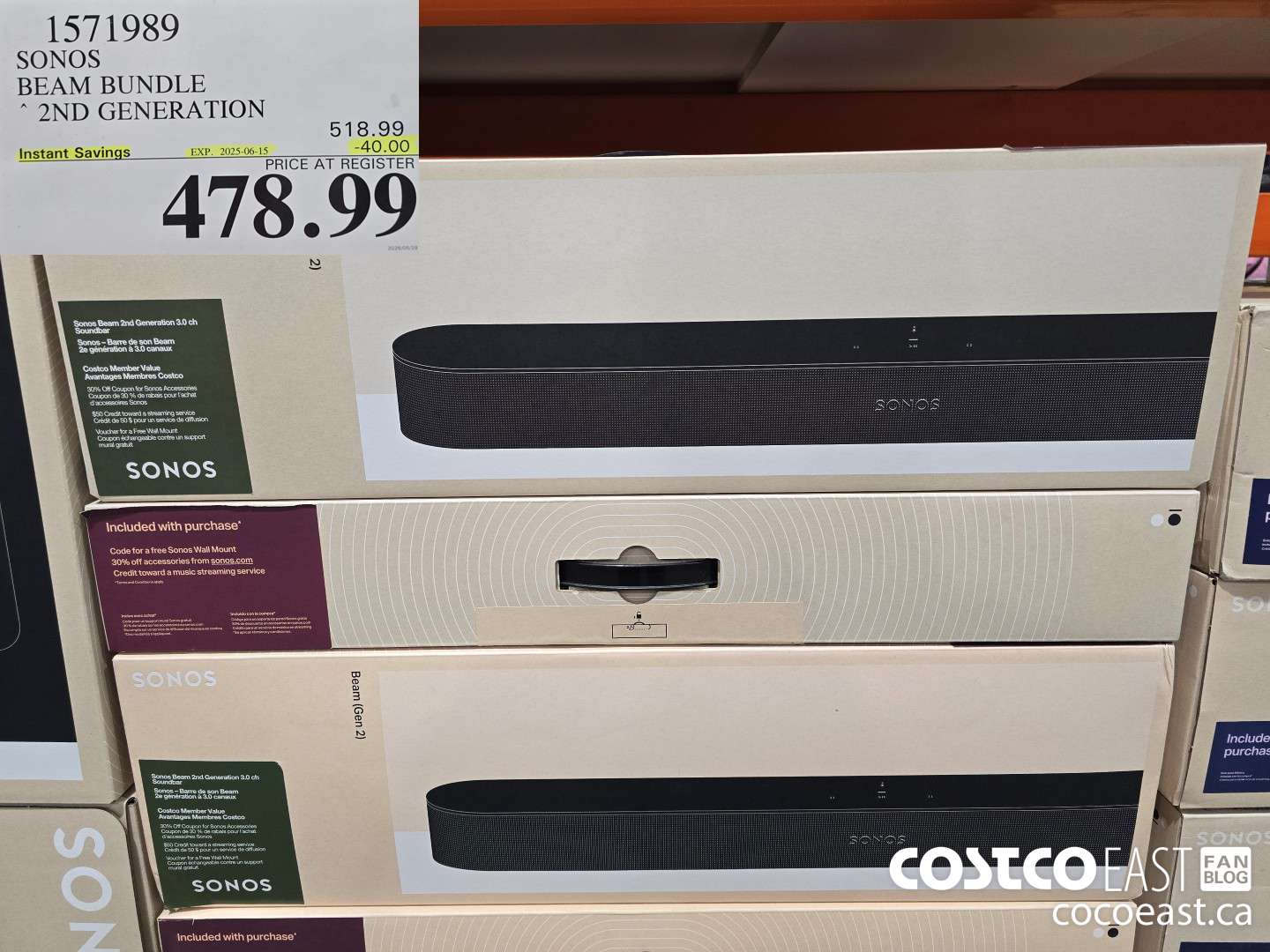 1571989 SONOS BEAM BUNDLE 2ND GENERATION ($40.00 INSTANT SAVINGS EXPIRES ON 2025-06-15) $478.99