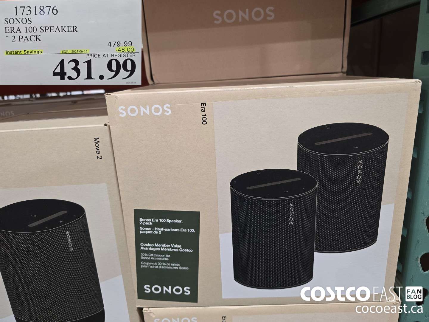 1731876 SONOS ERA 100 2 PACK ($48.00 INSTANT SAVINGS EXPIRES ON 2025-06-15) $431.99