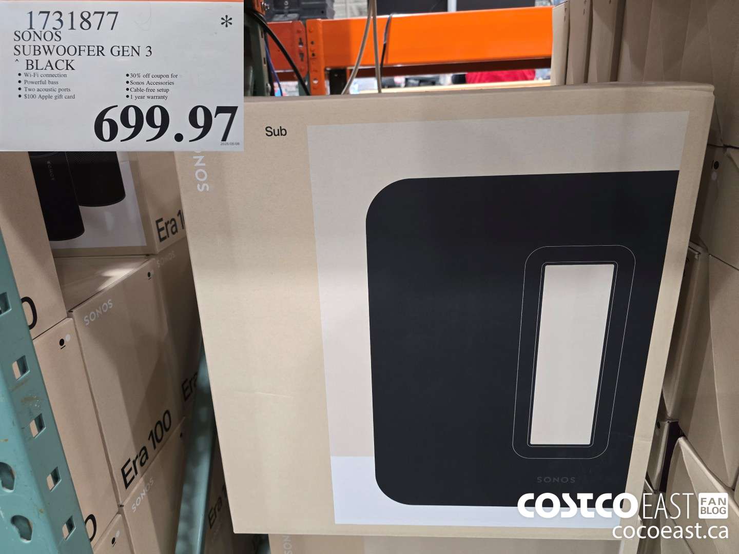 1731877 SONOS SUBWOOFER GEN 3 BLACK $699.97