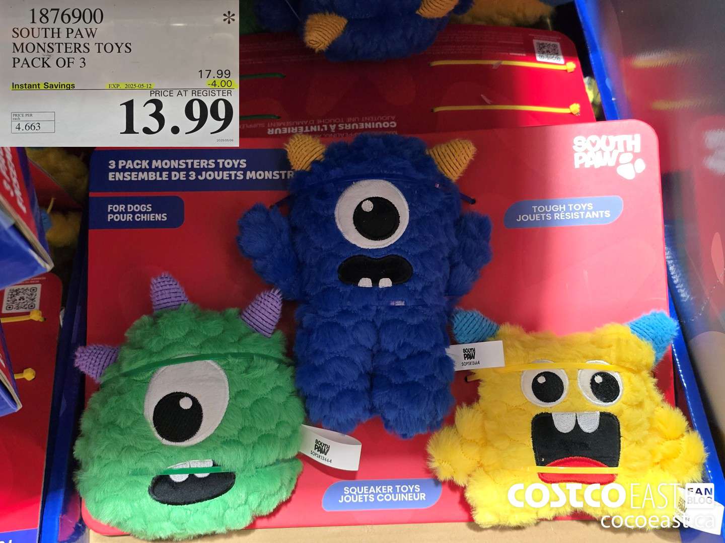 1876900 SOUTH PAW MONSTERS TOYS PACK OF 3 ($4.00 INSTANT SAVINGS EXPIRES ON 2025-05-12) $13.99