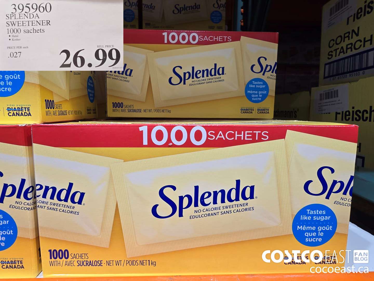 395960 SPLENDA SWEETENER 1000 SACHETS $26.99