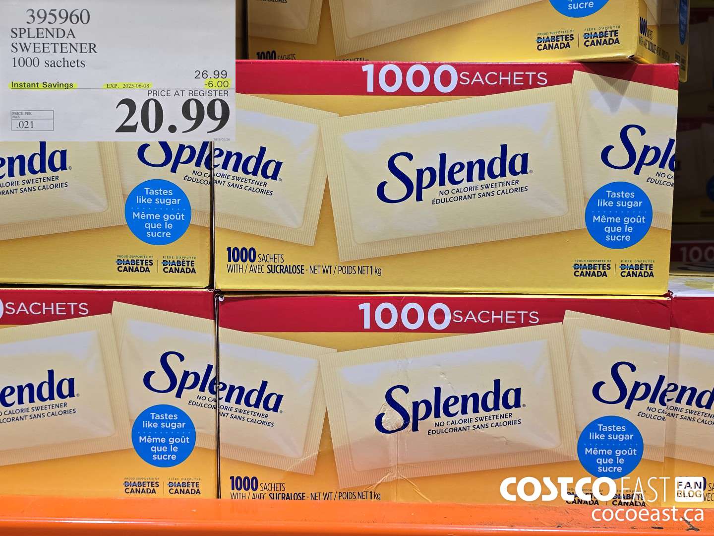 395960 SPLENDA SWEETENER 1000 SACHETS ($6.00 INSTANT SAVINGS EXPIRES ON 2025-06-08) $20.99