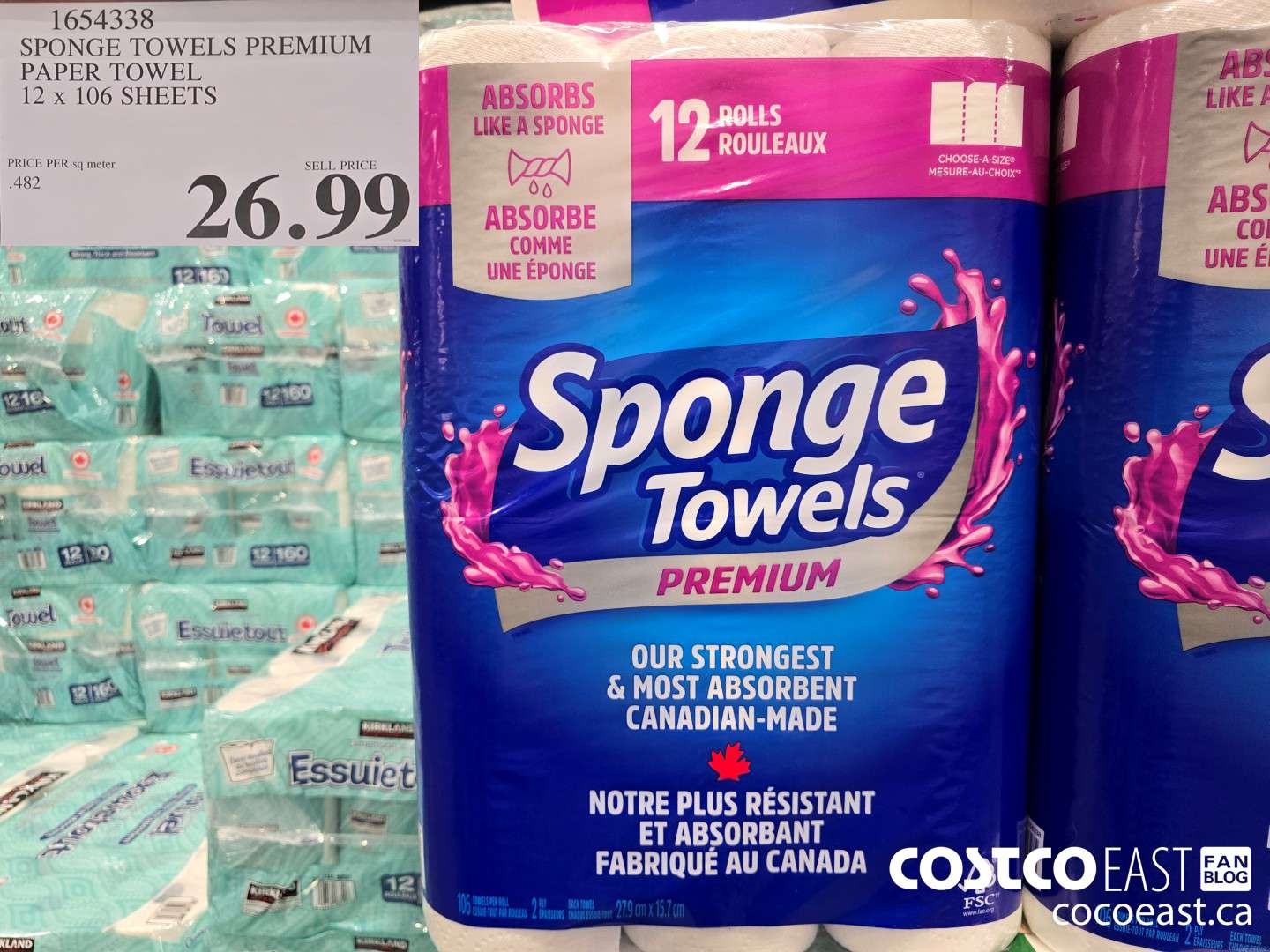 1654338 SPONGE TOWELS PREMIUM PAPER TOWEL 12 x 106 SHEETS $26.99
