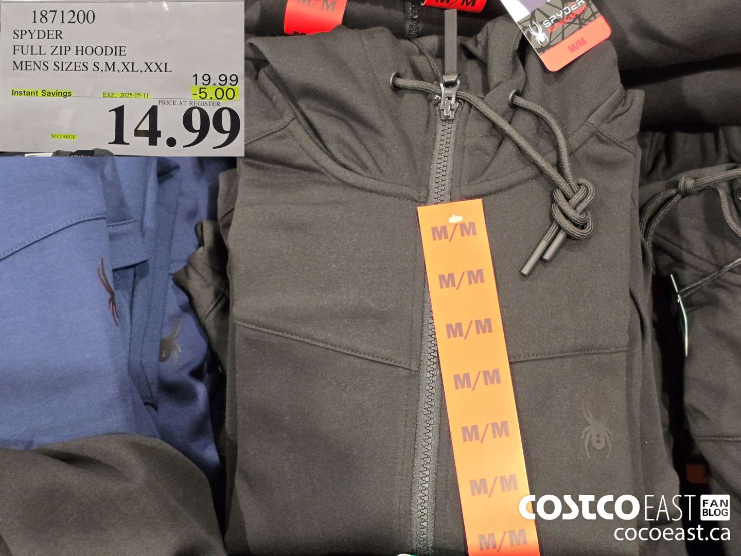 1871200 SPYDER FULL ZIP HOODIE +MENS SIZES S,M,XL,XXL ($5.00 INSTANT SAVINGS EXPIRES ON 2025-05-11) $14.99