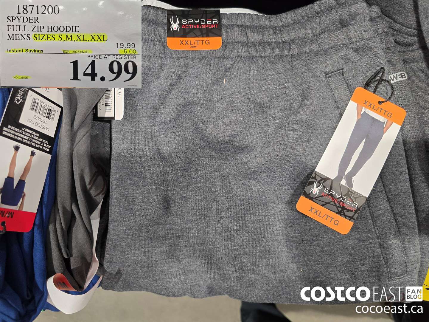 1871200 SPYDER FULL ZIP HOODIE +MENS SIZES S,M,XL,XXL ($5.00 INSTANT SAVINGS EXPIRES ON 2025-06-08) $14.99