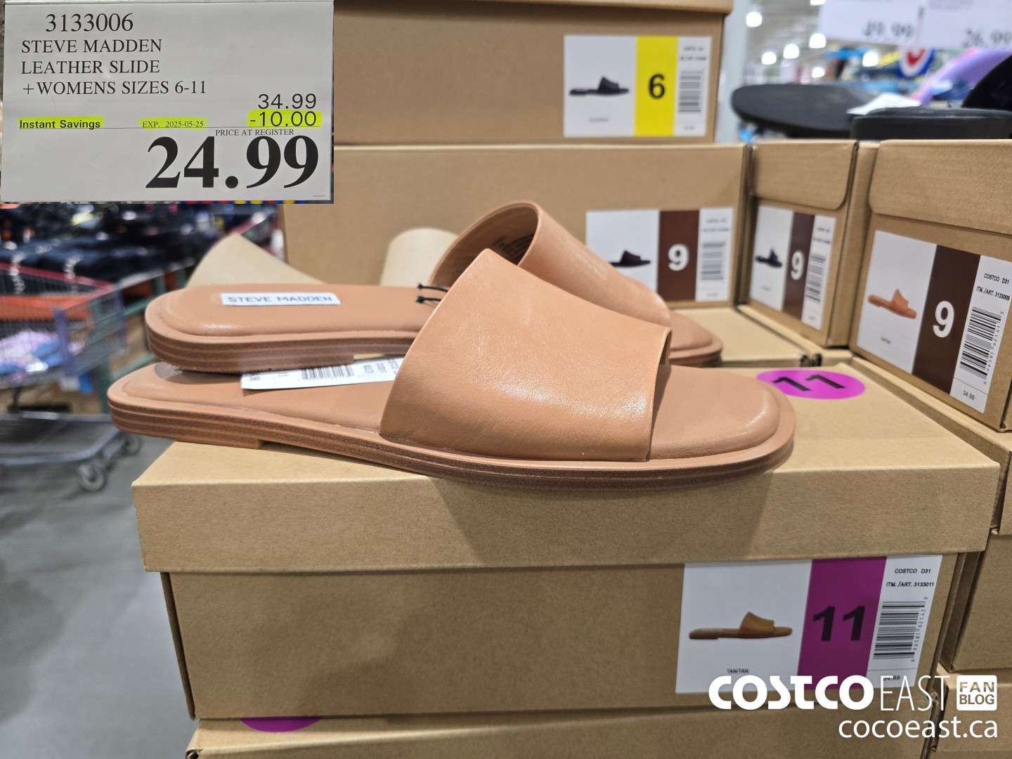 3133006 STEVE MADDEN LEATHER SLIDE + WOMENS SIZES 6-11 ($10.00 INSTANT SAVINGS EXPIRES ON 2025-05-25) $24.99