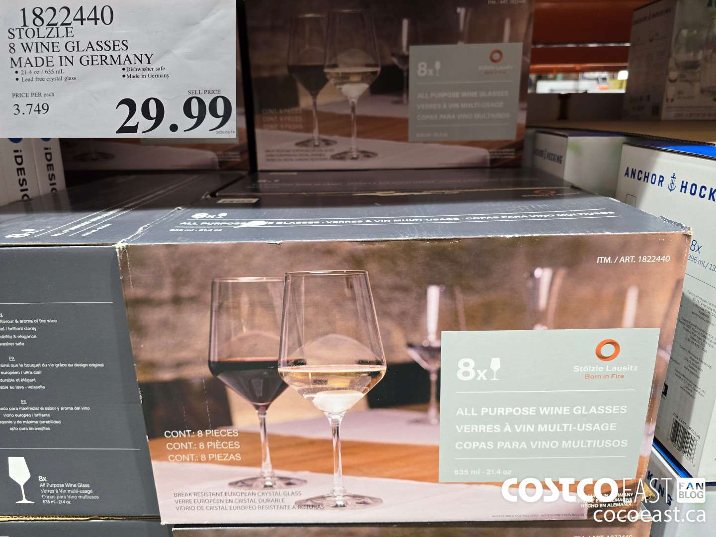 1822440 STOLZLE 8 WINE GLASSES MADE IN GERMANY $29.99