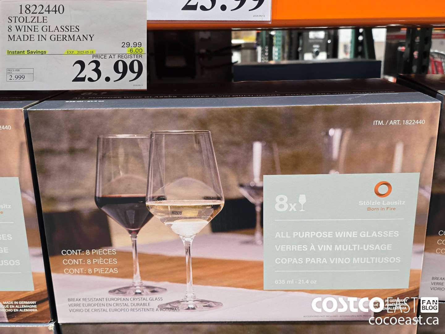 1822440 STOLZLE 8 WINE GLASSES MADE IN GERMANY ($6.00 INSTANT SAVINGS EXPIRES ON 2025-05-18) $23.99