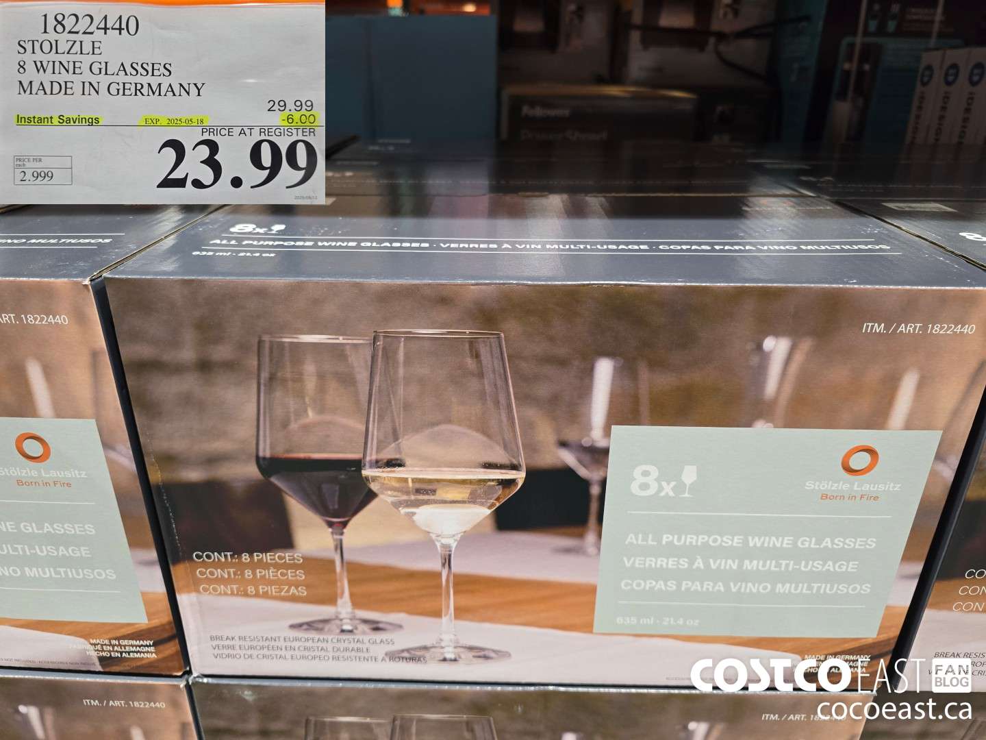 1822440 STOLZLE 8 WINE GLASSES MADE IN GERMANY ($6.00 INSTANT SAVINGS EXPIRES ON 2025-05-18) $23.99