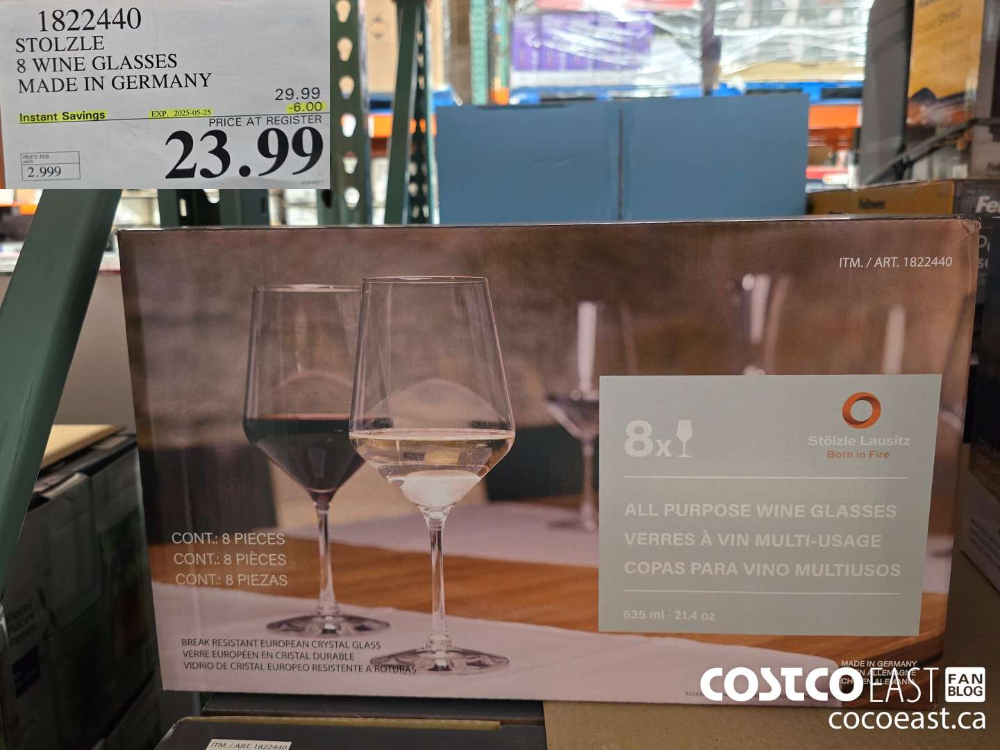 1822440 STOLZLE 8 WINE GLASSES MADE IN GERMANY ($6.00 INSTANT SAVINGS EXPIRES ON 2025-05-25) $23.99