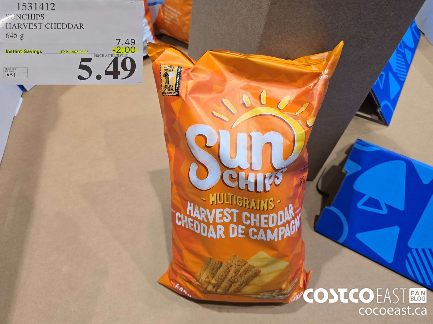 1531412 SUNCHIPS HARVEST CHEDDAR 645 g ($2.00 INSTANT SAVINGS EXPIRES ON 2025-06-08) $5.49