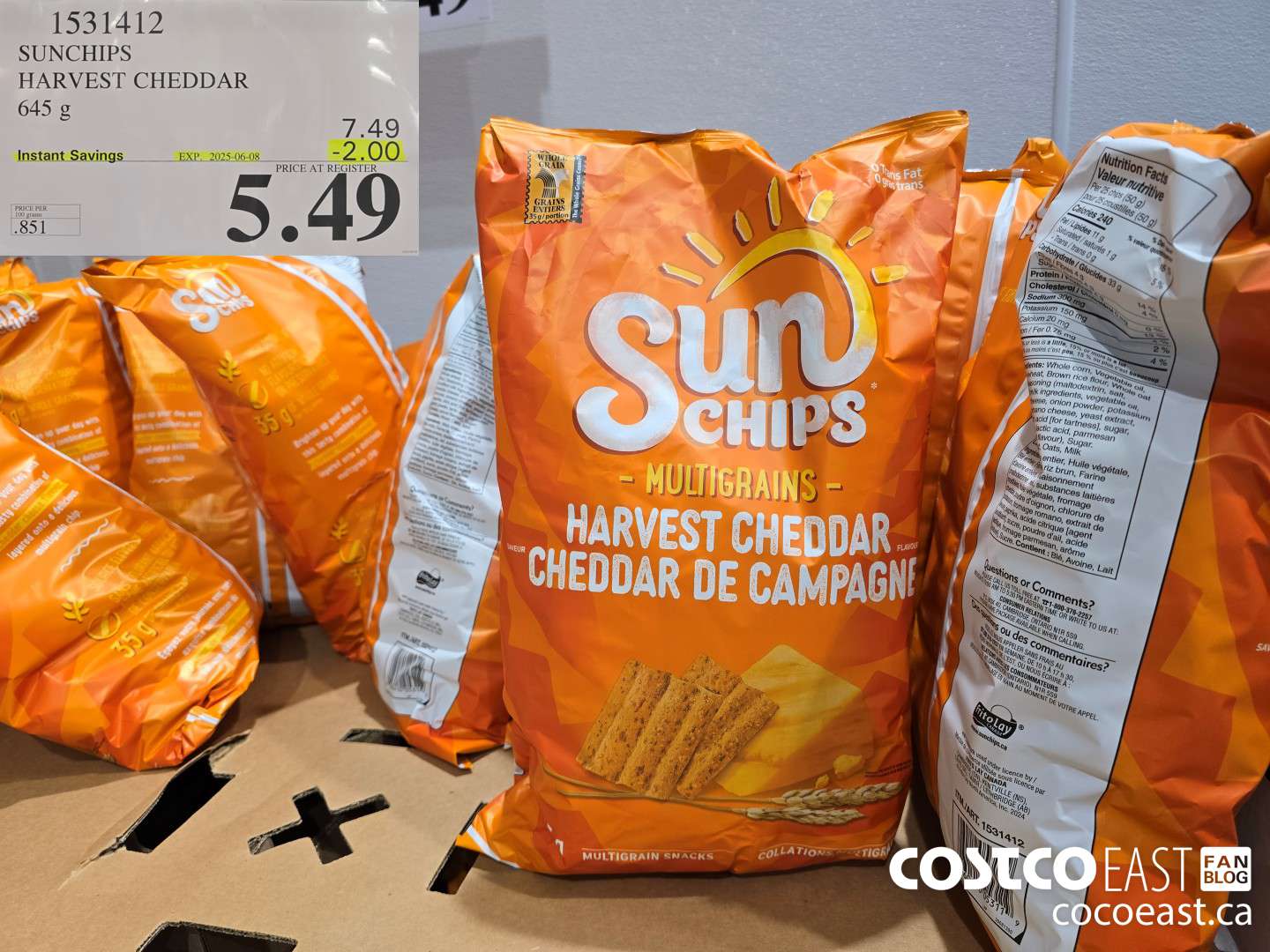 1531412 SUNCHIPS HARVEST CHEDDAR 645 g ($2.00 INSTANT SAVINGS EXPIRES ON 2025-06-08) $5.49
