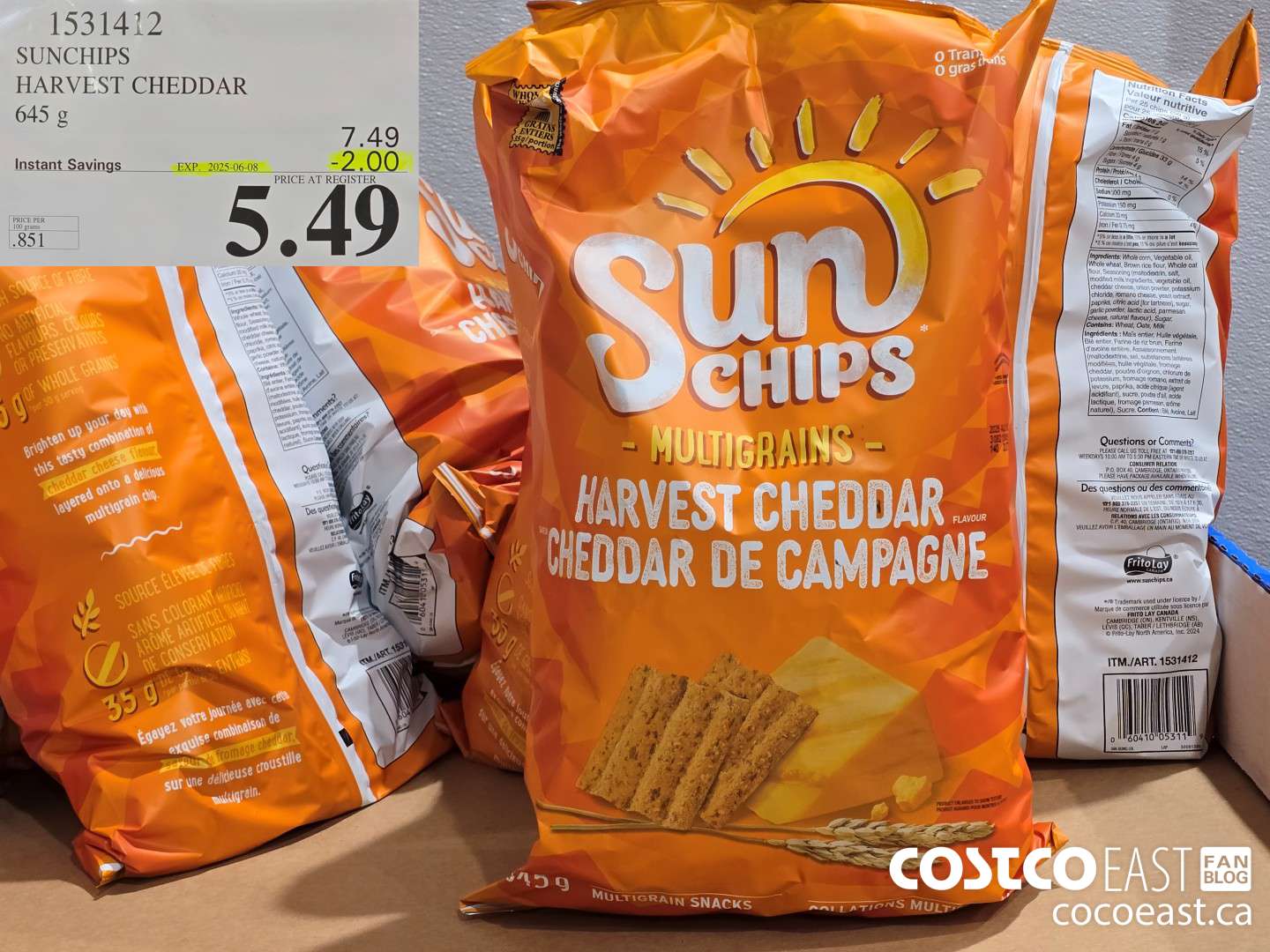 1531412 SUNCHIPS HARVEST CHEDDAR 645 g ($2.00 INSTANT SAVINGS EXPIRES ON 2025-06-08) $5.49