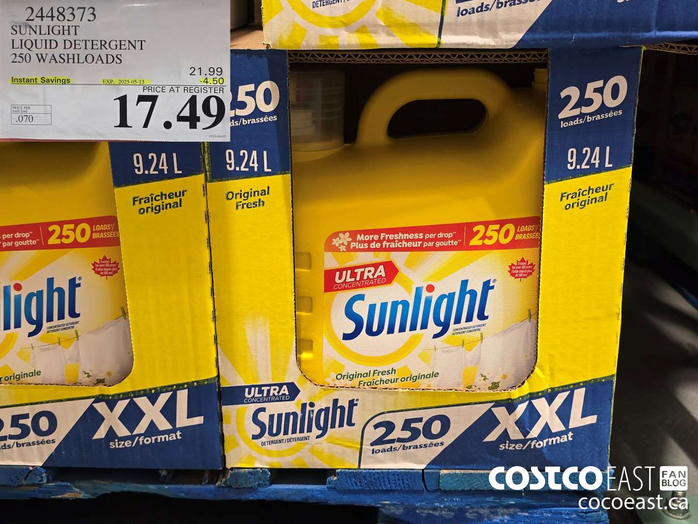 2448373 SUNLIGHT LIQUID DETERGENT 250 wash loads ($4.50 INSTANT SAVINGS EXPIRES ON 2025-05-13) $17.49