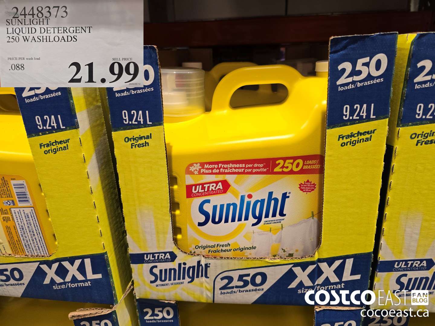 2448373 SUNLIGHT LIQUID DETERGENT 250 wash loads $21.99