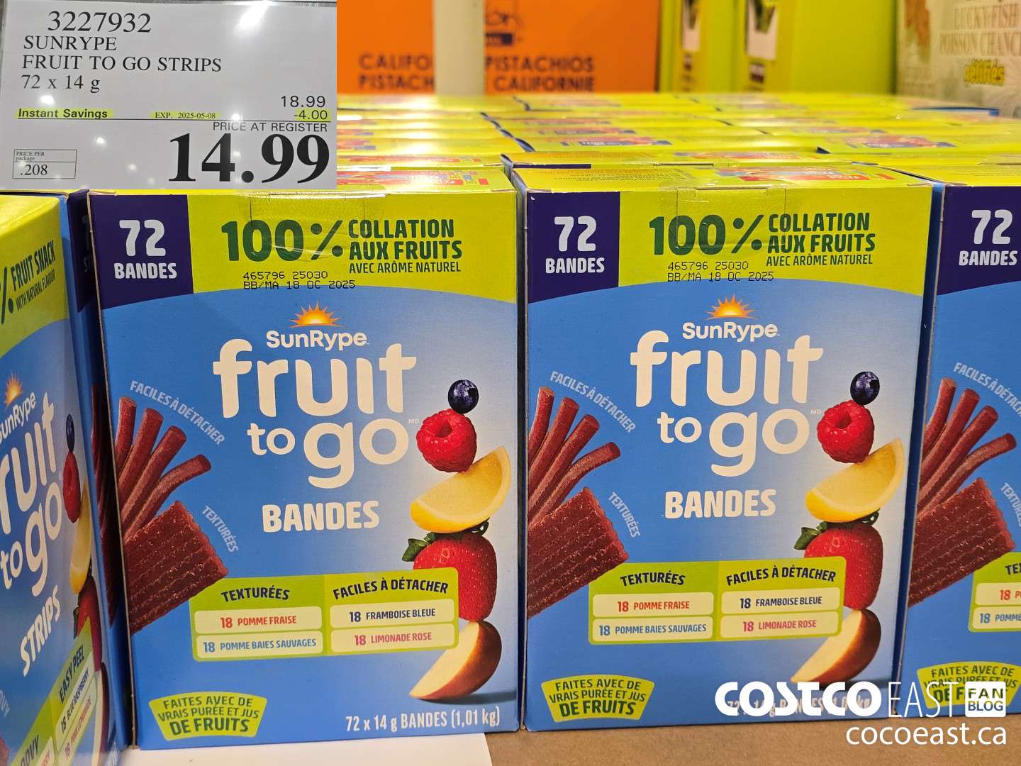 3227932 SUNRYPE FRUIT TO GO STRIPS 72 X 14 G ($4.00 INSTANT SAVINGS EXPIRES ON 2025-05-08) $14.99