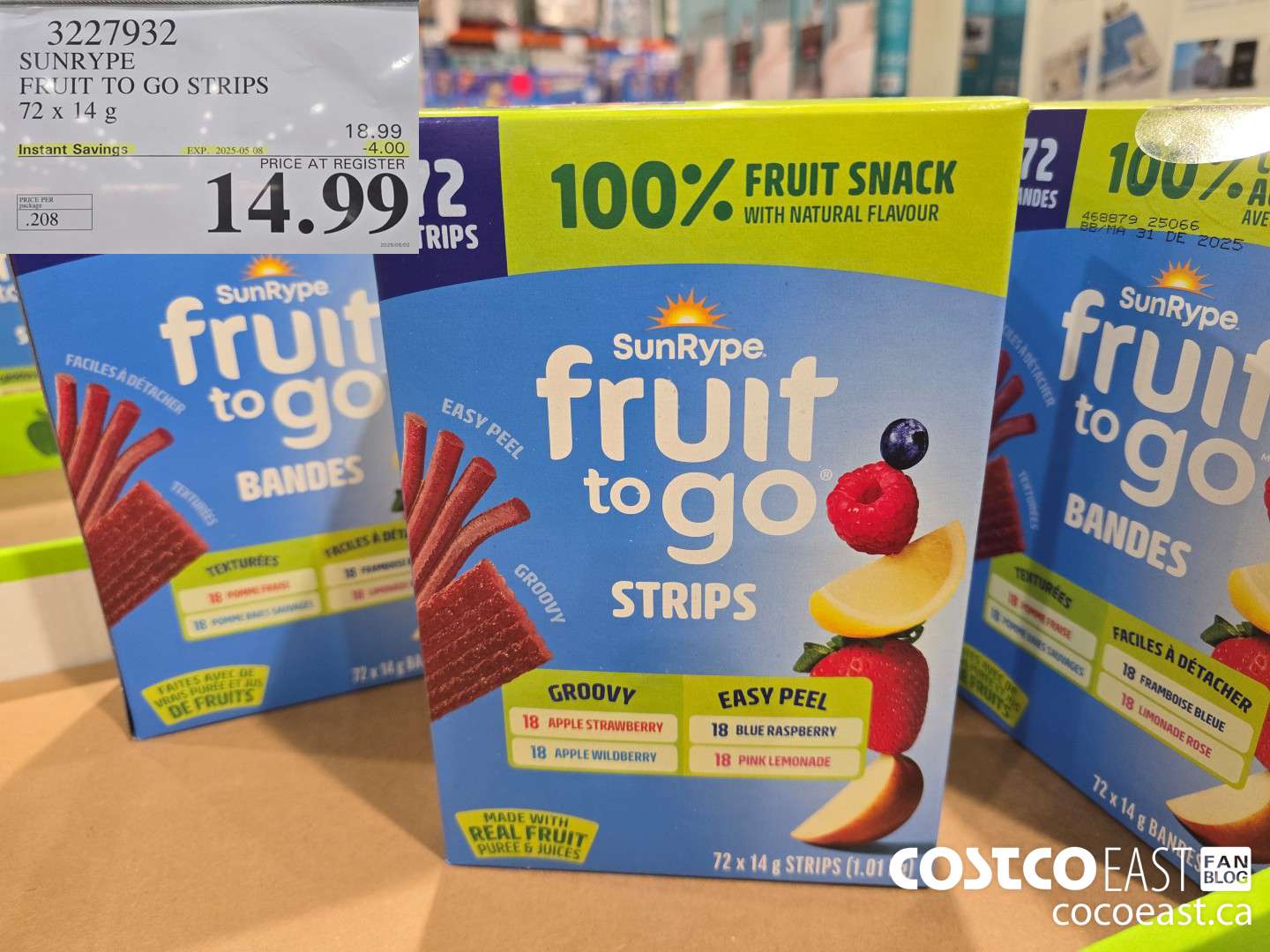 3227932 SUNRYPE FRUIT TO GO STRIPS 72 X 14 G ($4.00 INSTANT SAVINGS EXPIRES ON 2025-05-08) $14.99