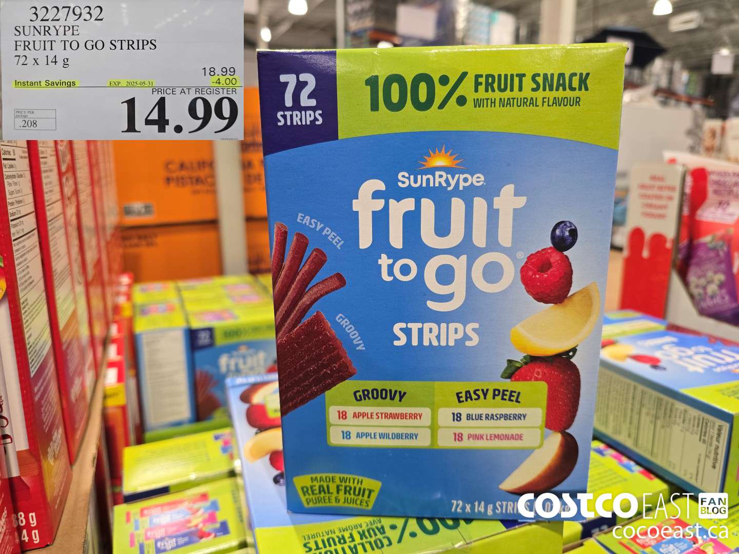 3227932 SUNRYPE FRUIT TO GO STRIPS 72 X 14 G ($4.00 INSTANT SAVINGS EXPIRES ON 2025-05-31) $14.99
