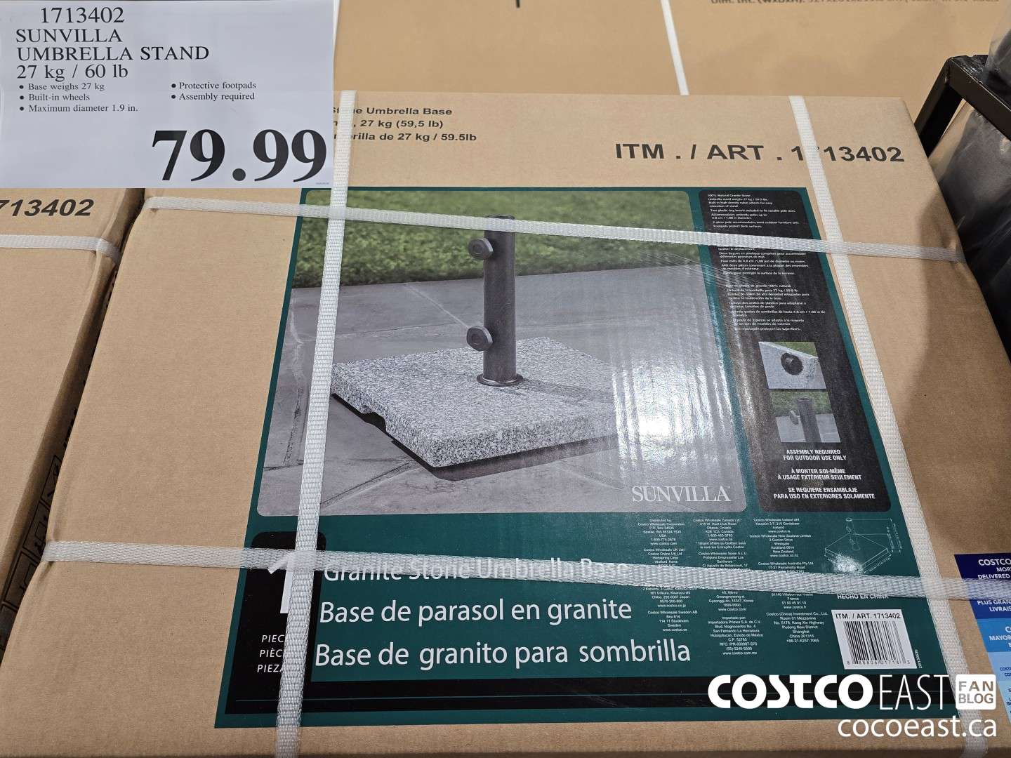 1713402 SUNVILLA UMBRELLA STAND 27 kg / 60 Ib $79.99