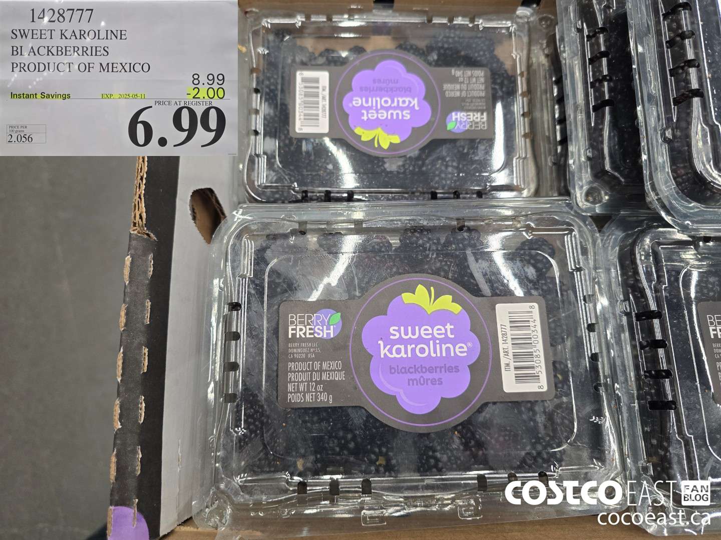 1428777 SWEET KAROLINE BLACKBERRIES PRODUCT OF MEXICO ($2.00 INSTANT SAVINGS EXPIRES ON 2025-05-11) $6.99