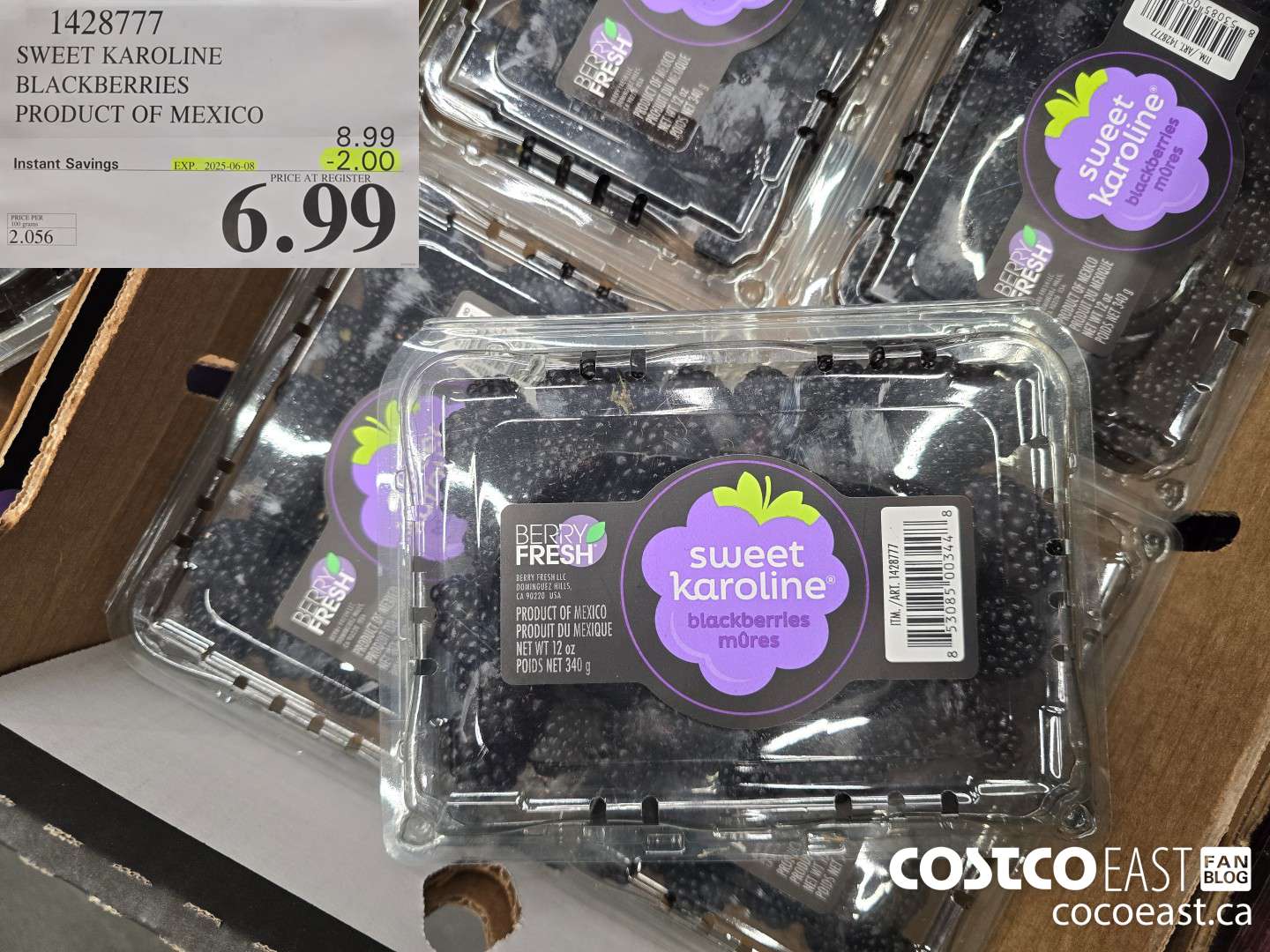 1428777 SWEET KAROLINE BLACKBERRIES PRODUCT OF MEXICO ($2.00 INSTANT SAVINGS EXPIRES ON 2025-06-08) $6.99